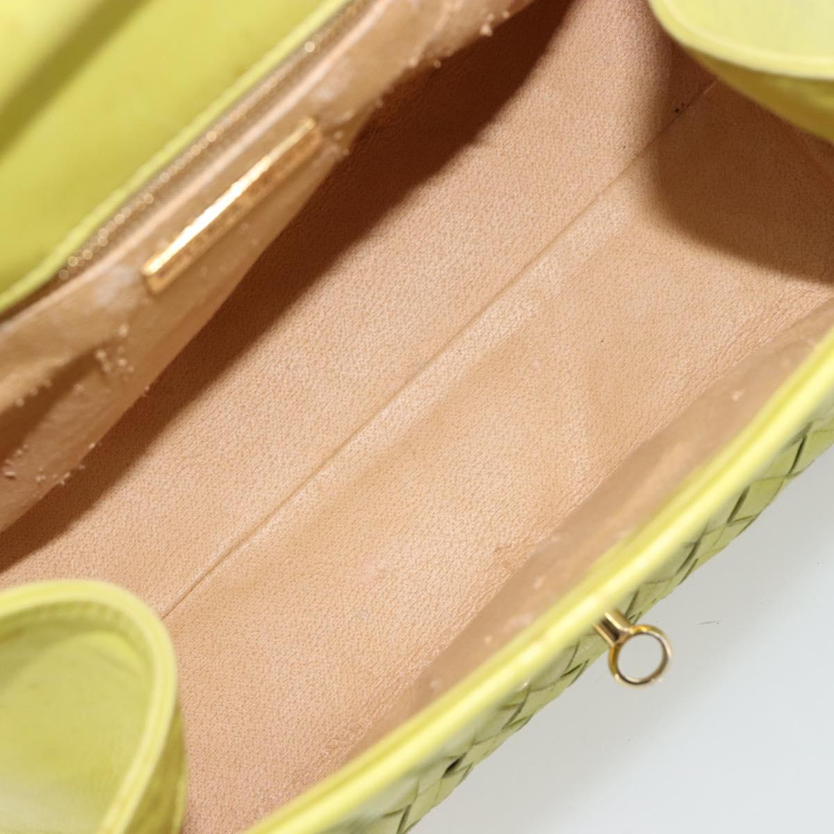 BOTTEGA VENETA INTRECCIATO Hand Bag Leather Yellow Gold Auth 189621