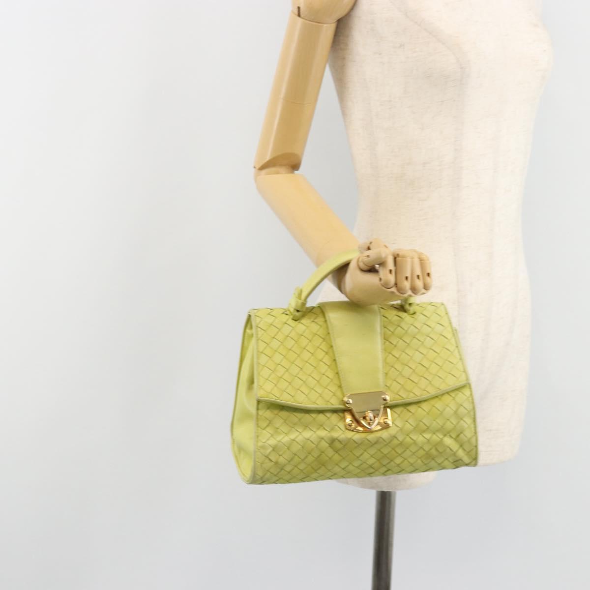 BOTTEGA VENETA INTRECCIATO Hand Bag Leather Yellow Gold Auth 189621