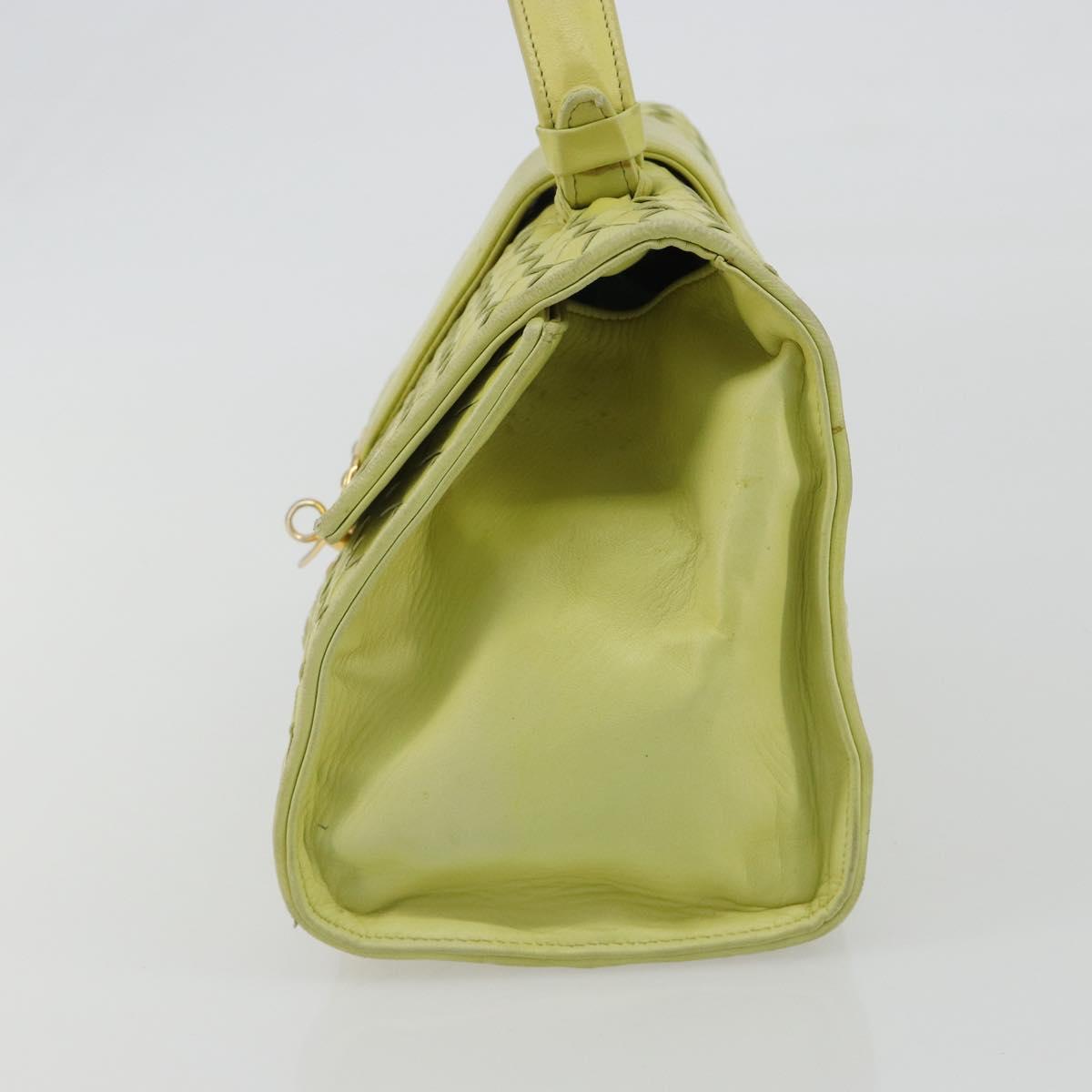 BOTTEGA VENETA INTRECCIATO Hand Bag Leather Yellow Gold Auth 189621