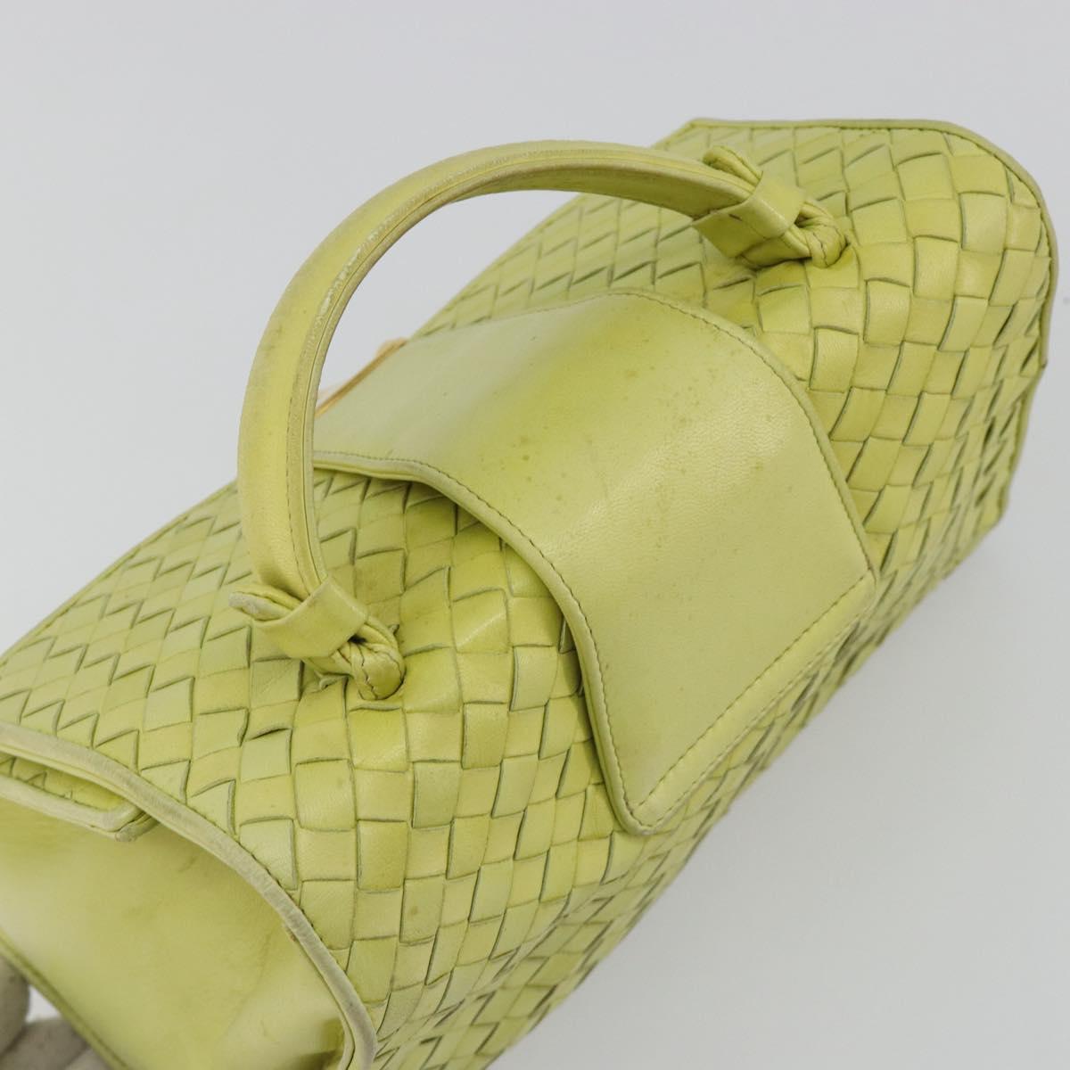 BOTTEGA VENETA INTRECCIATO Hand Bag Leather Yellow Gold Auth 189621