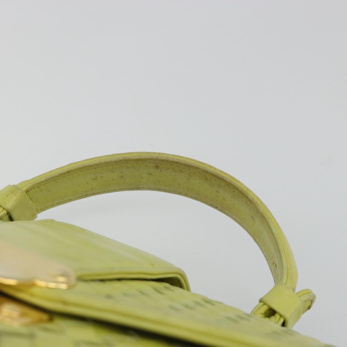 BOTTEGA VENETA INTRECCIATO Hand Bag Leather Yellow Gold Auth 189621