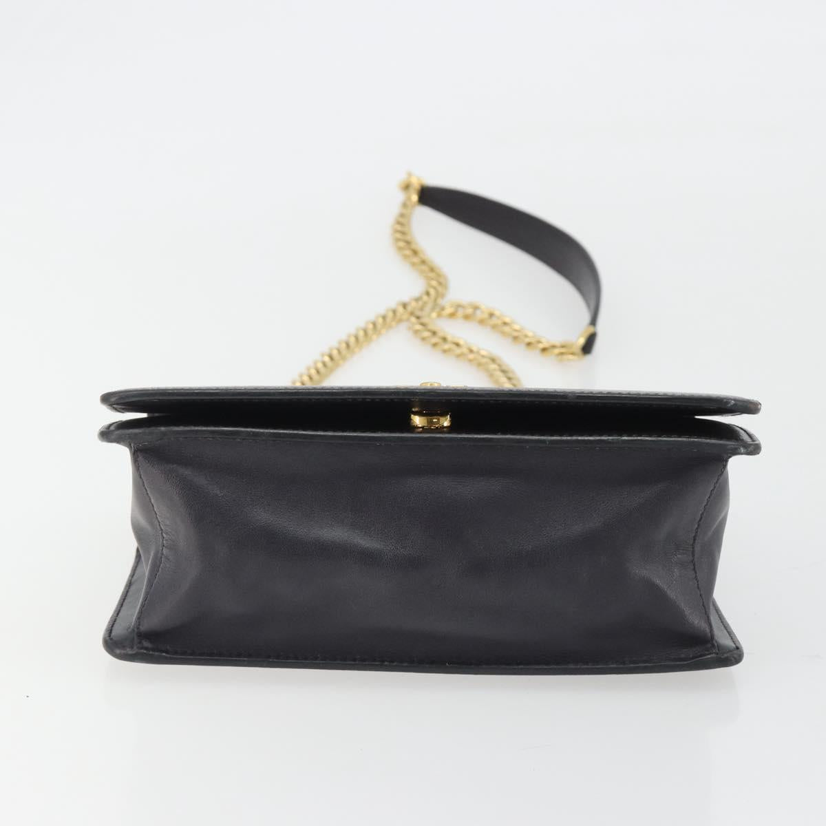 PRADA Chain Shoulder Bag Saffiano Leather Black Gold Auth 189622A