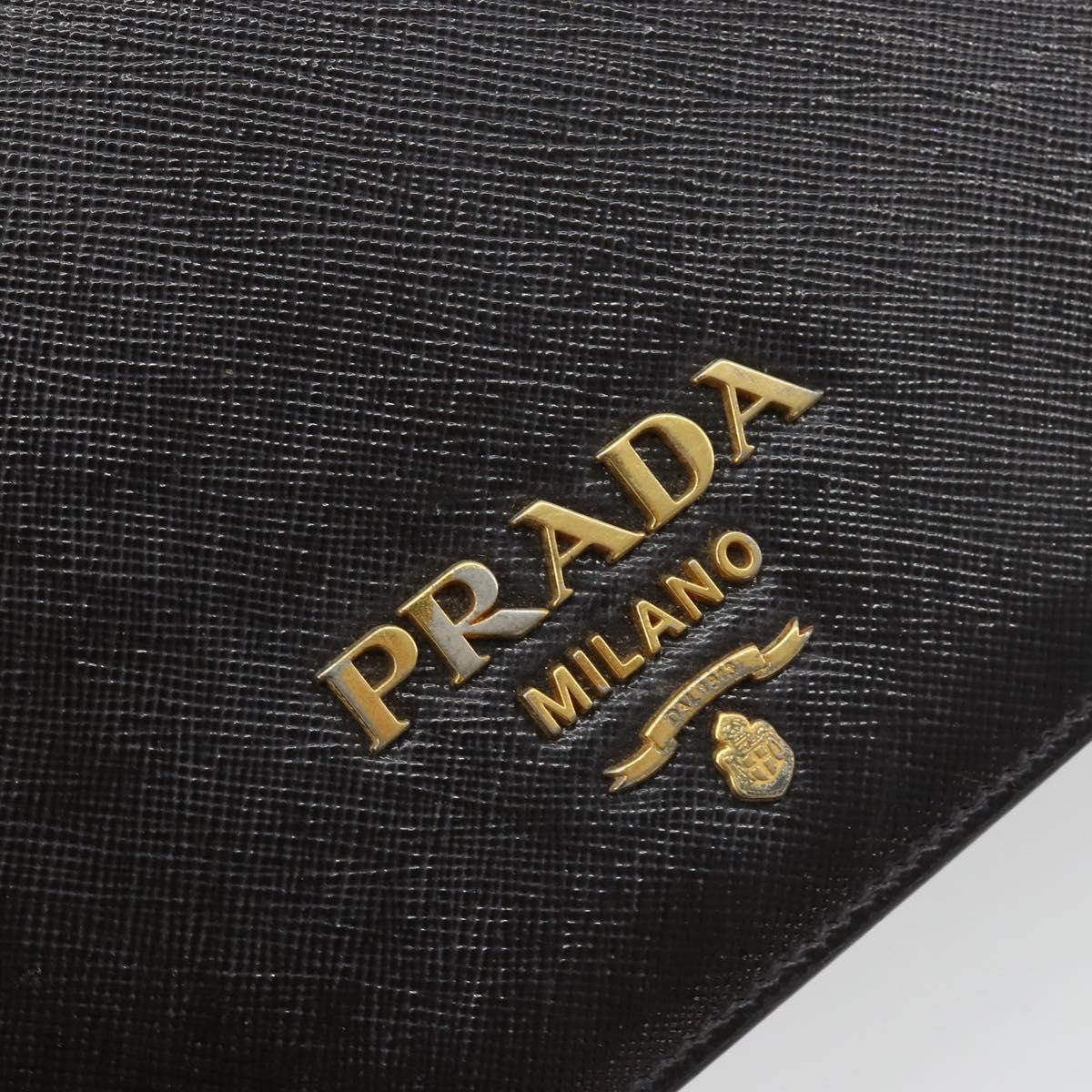 PRADA Chain Shoulder Bag Saffiano Leather Black Gold Auth 189622A