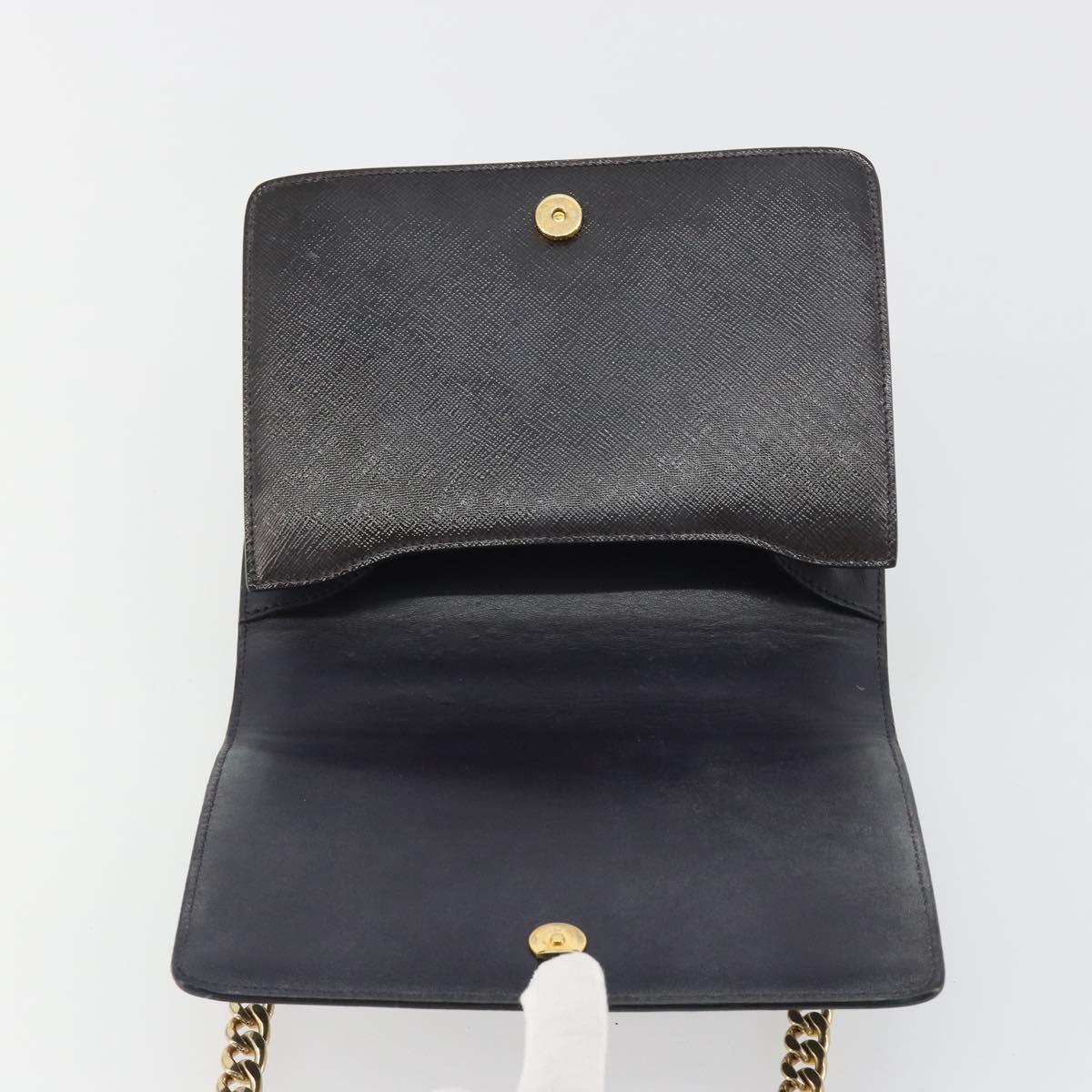 PRADA Chain Shoulder Bag Saffiano Leather Black Gold Auth 189622A