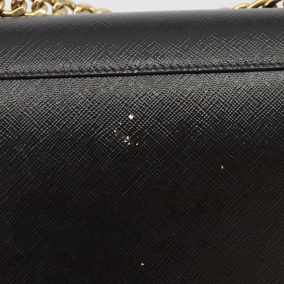 PRADA Chain Shoulder Bag Saffiano Leather Black Gold Auth 189622A