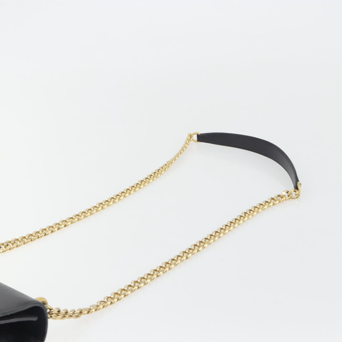 PRADA Chain Shoulder Bag Saffiano Leather Black Gold Auth 189622A