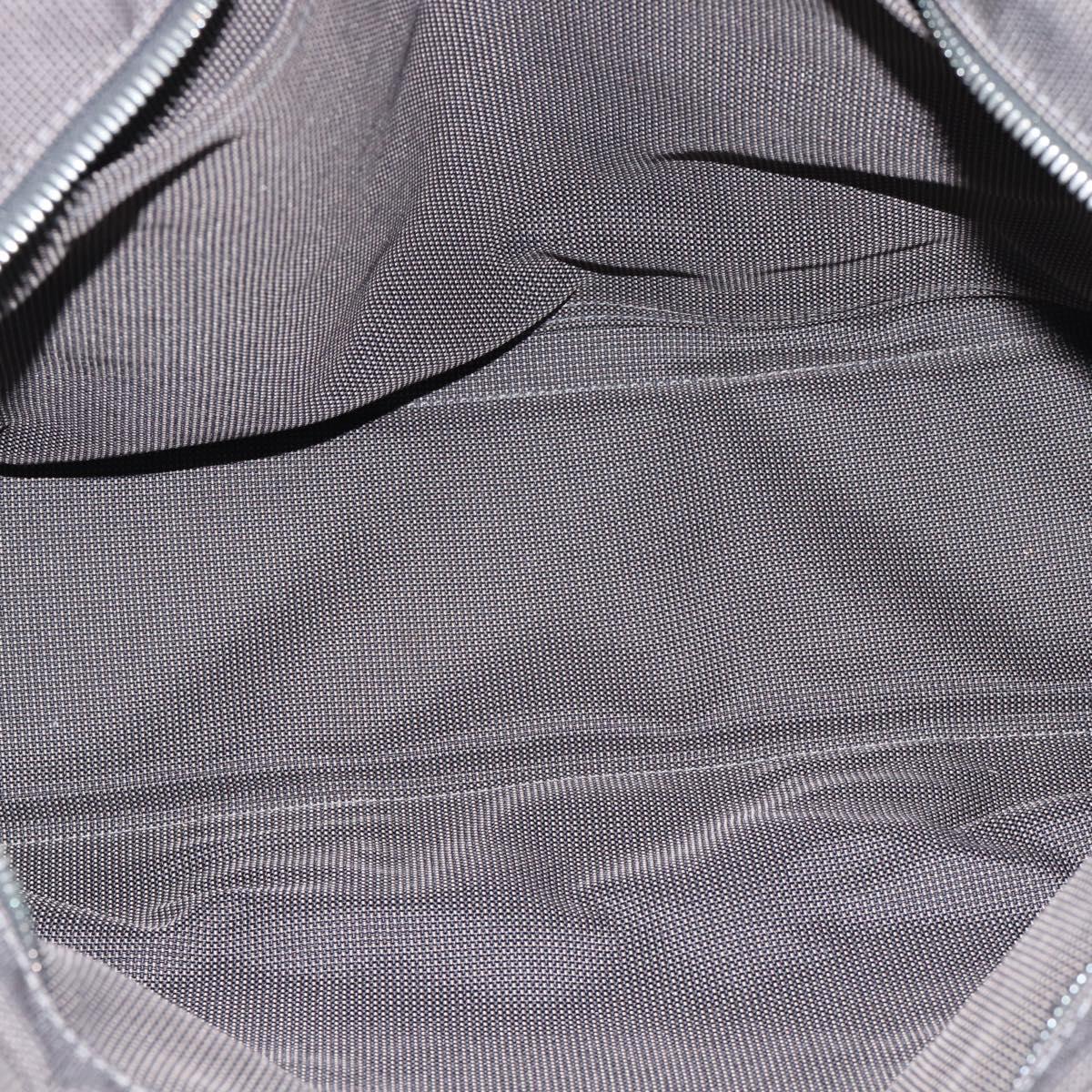 HERMES Her Line MM Hand Bag Canvas Gray Silver Auth 189626