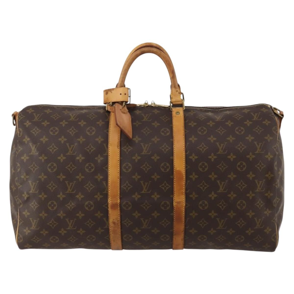 LOUIS VUITTON Monogram Keepall Bandouliere 55 Boston Bag M41414 LV Auth 189631