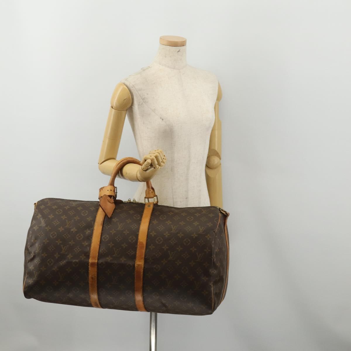 LOUIS VUITTON Monogram Keepall Bandouliere 55 Boston Bag M41414 LV Auth 189631