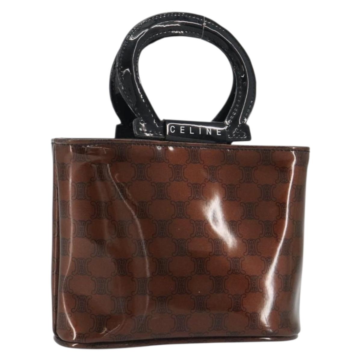CELINE Macadam Canvas Hand Bag Vinyl Brown Auth 189636