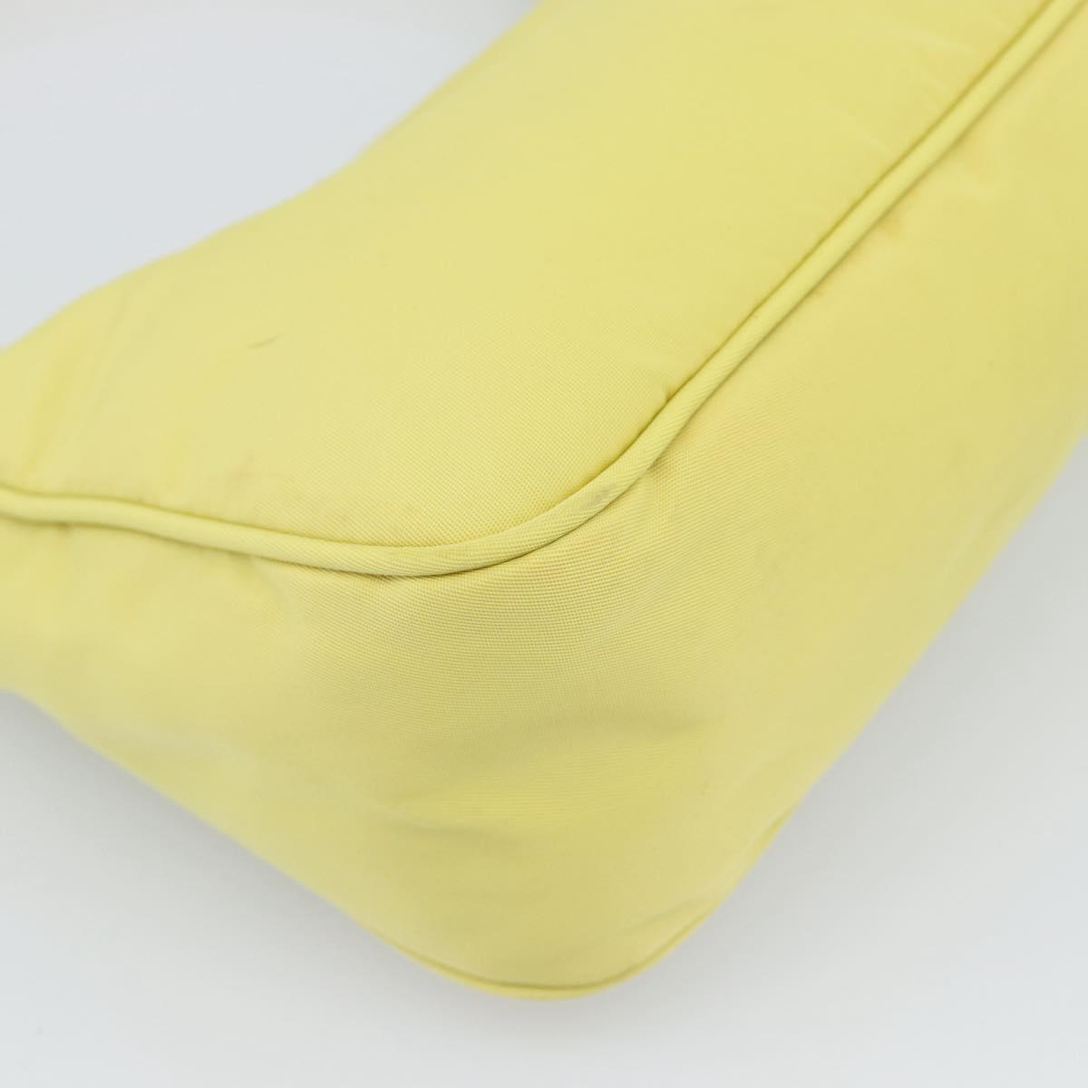 PRADA Hand Pouch Nylon Yellow Silver Auth 189641