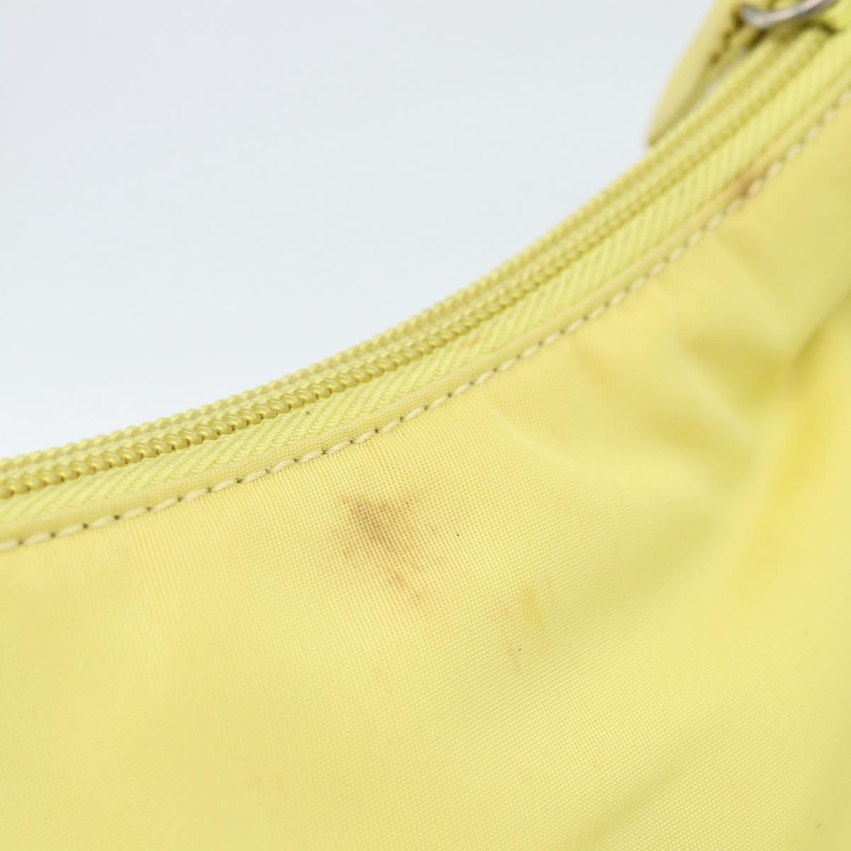 PRADA Hand Pouch Nylon Yellow Silver Auth 189641