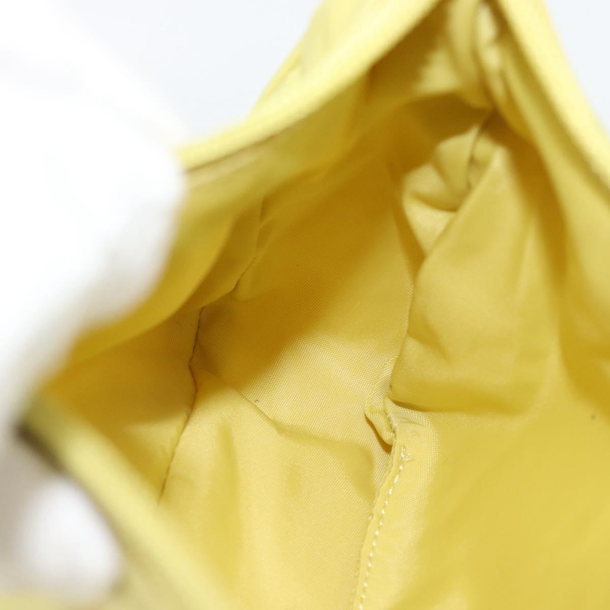 PRADA Hand Pouch Nylon Yellow Silver Auth 189641