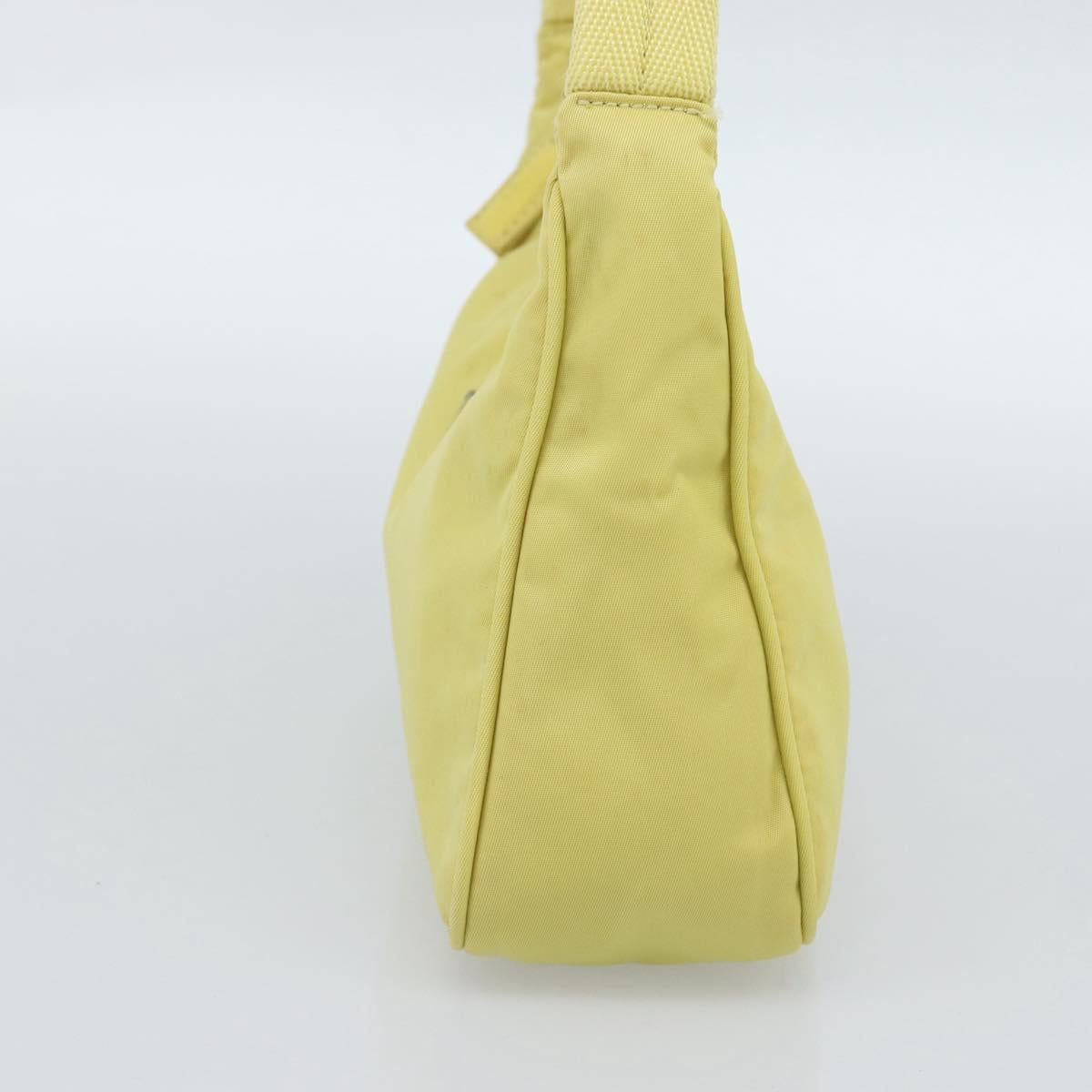 PRADA Hand Pouch Nylon Yellow Silver Auth 189641
