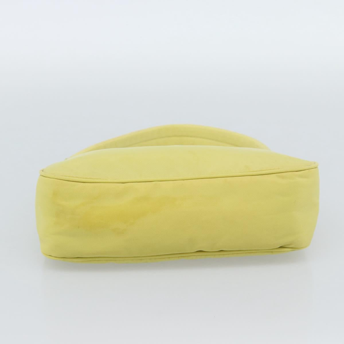 PRADA Hand Pouch Nylon Yellow Silver Auth 189641