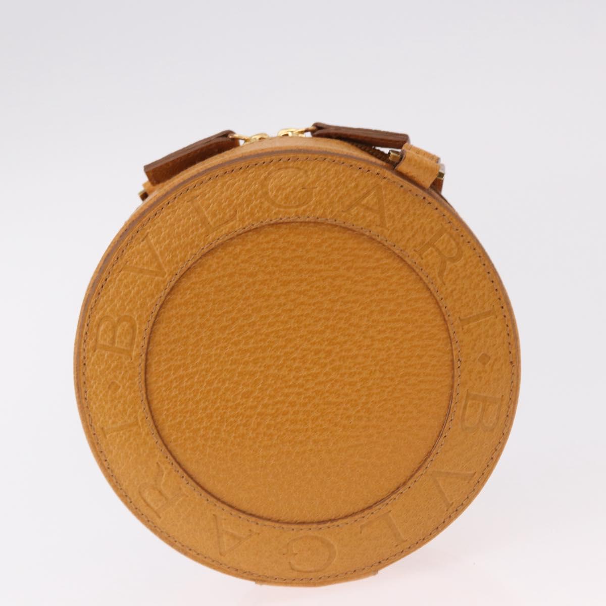 BVLGARI Shoulder Bag Leather Brown Gold Auth 189645A