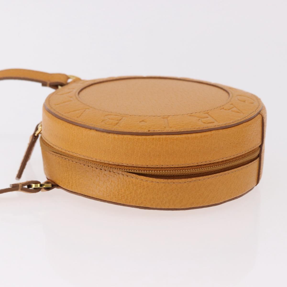 BVLGARI Shoulder Bag Leather Brown Gold Auth 189645A