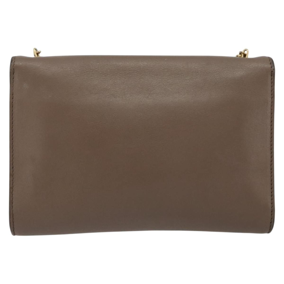 Salvatore Ferragamo Gancini Chain Shoulder Bag Leather Gray Gold Auth 189649