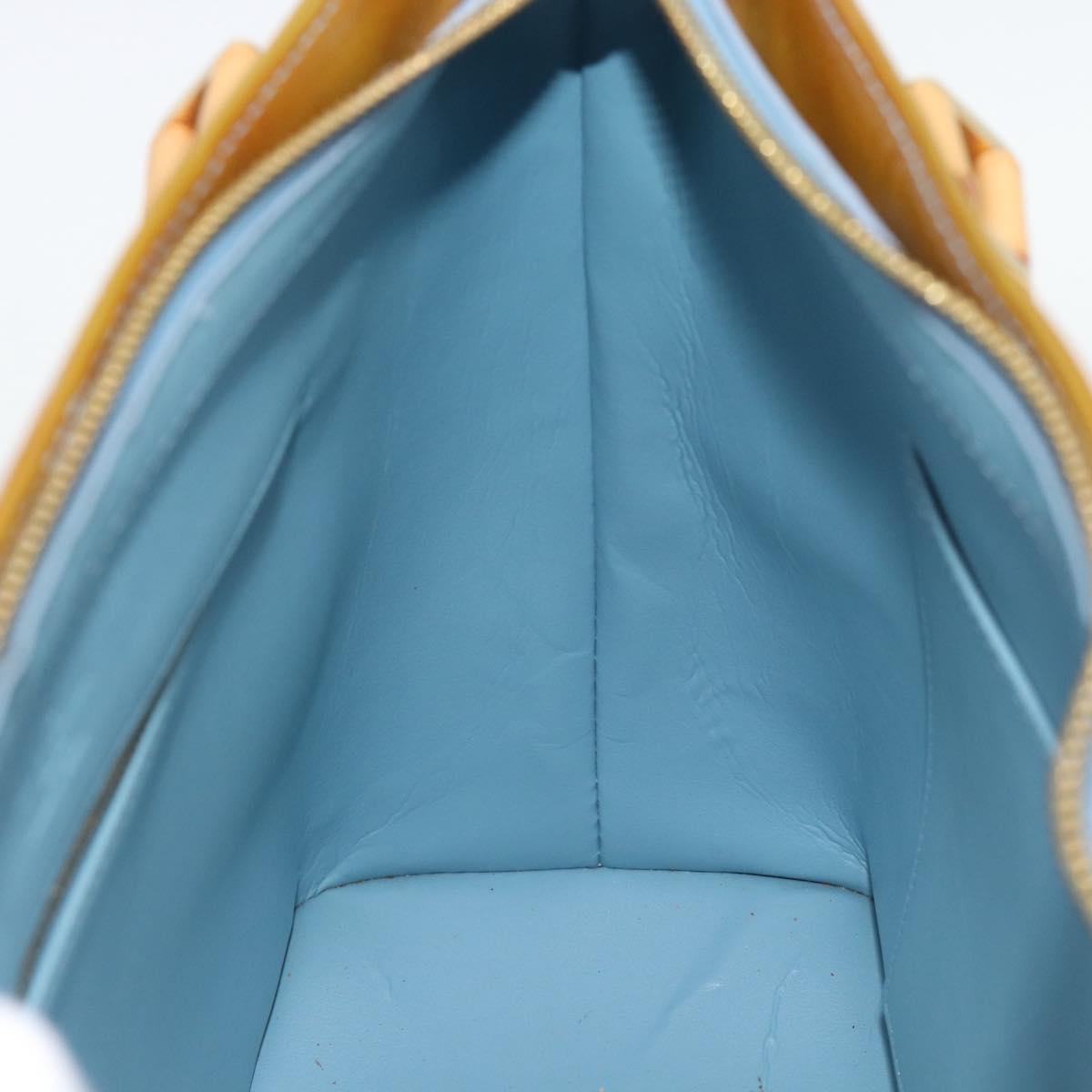 LOUIS VUITTON Monogram Vernis Houston Hand Bag Baby Blue M91005 LV Auth 189650