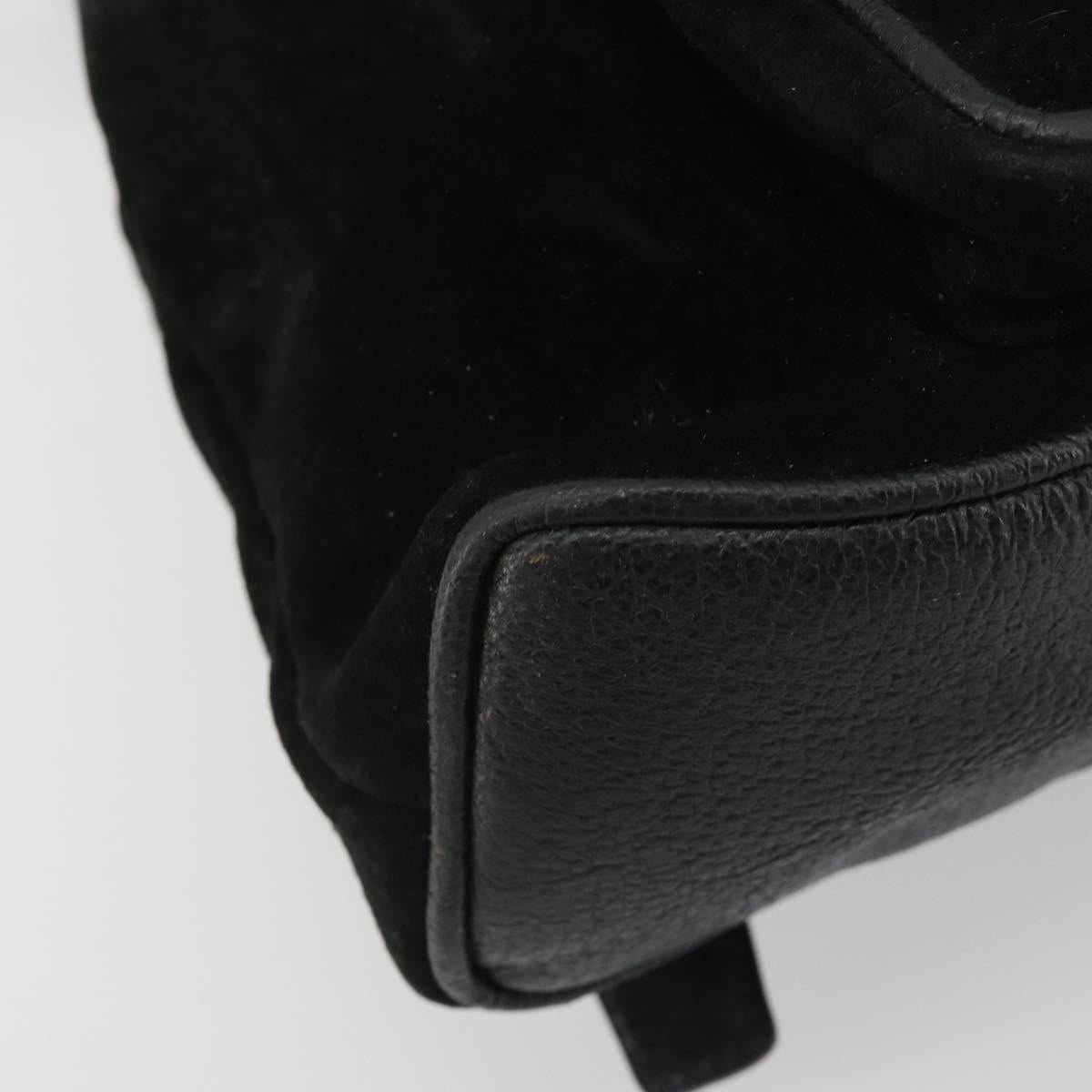 GUCCI Bamboo Backpack Suede Black Gold 003 1705 0030 Auth 189651