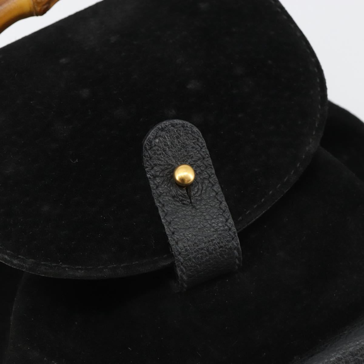 GUCCI Bamboo Backpack Suede Black Gold 003 1705 0030 Auth 189651