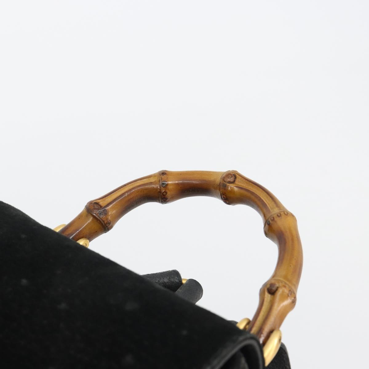 GUCCI Bamboo Backpack Suede Black Gold 003 1705 0030 Auth 189651