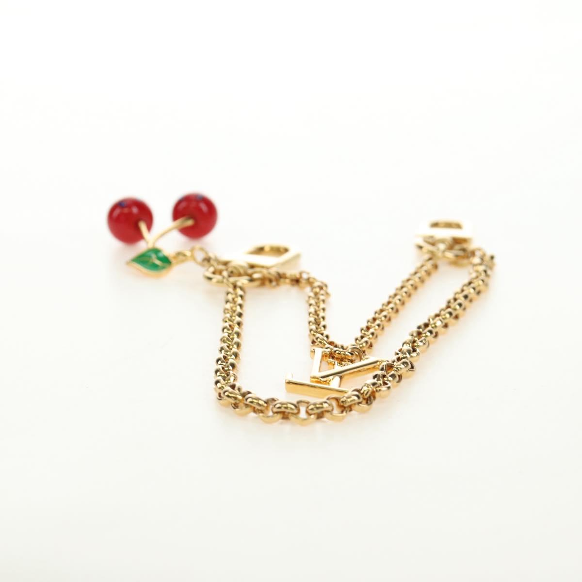 LOUIS VUITTON LVxTM Bag Chain Cherry Bag Charm metal Gold M02598 Auth 189656SAM