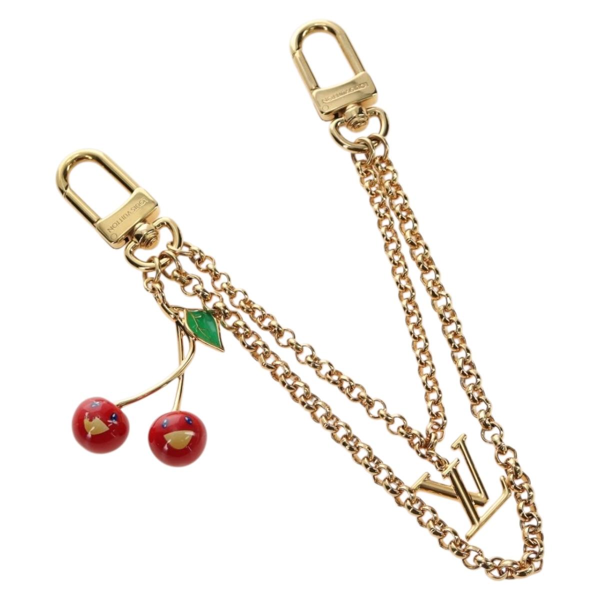 LOUIS VUITTON LVxTM Bag Chain Cherry Bag Charm metal Gold M02598 Auth 189656SAM