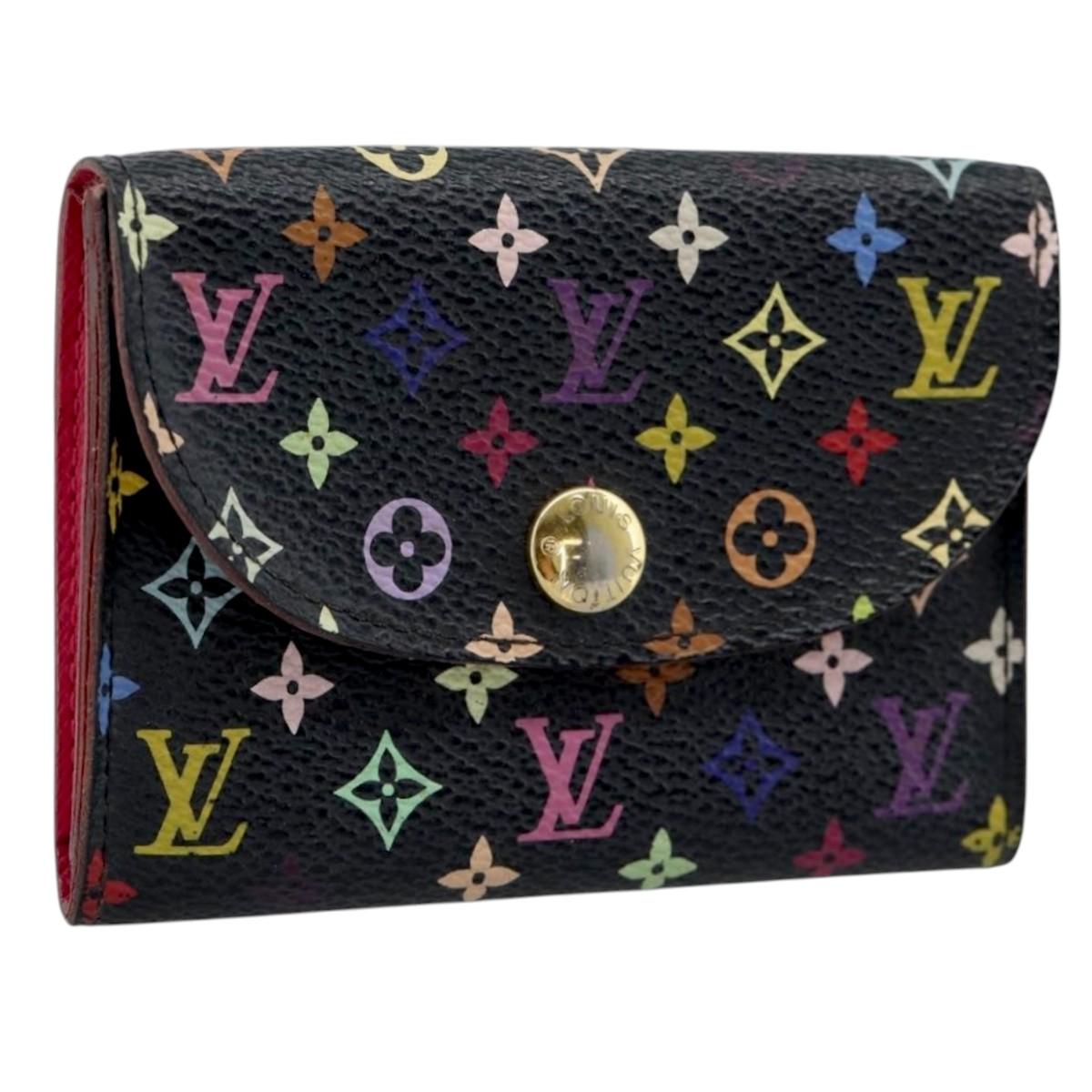 LOUIS VUITTON Multicolor Envelope Carte de Visite Case Black M66561 Auth 189659