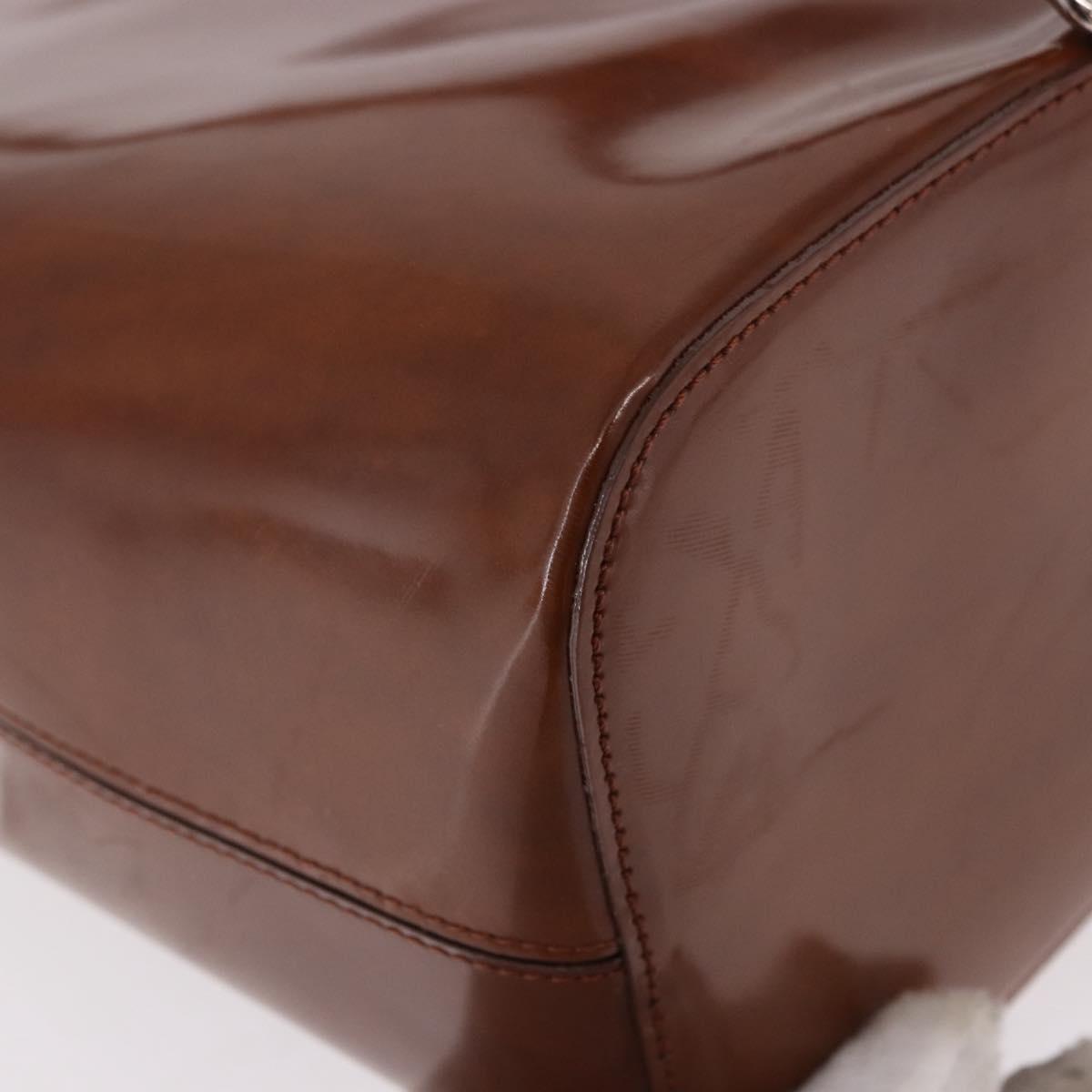 CARTIER PANTHERE Shoulder Bag Patent Leather Brown Silver Auth 189661