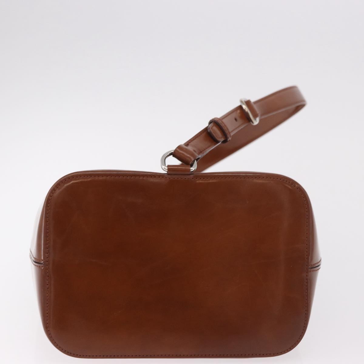 CARTIER PANTHERE Shoulder Bag Patent Leather Brown Silver Auth 189661