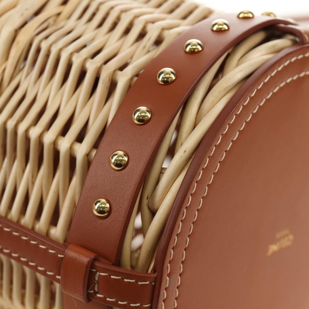 CELINE Shoulder Bag Rattan Ivory Gold Auth 189672M