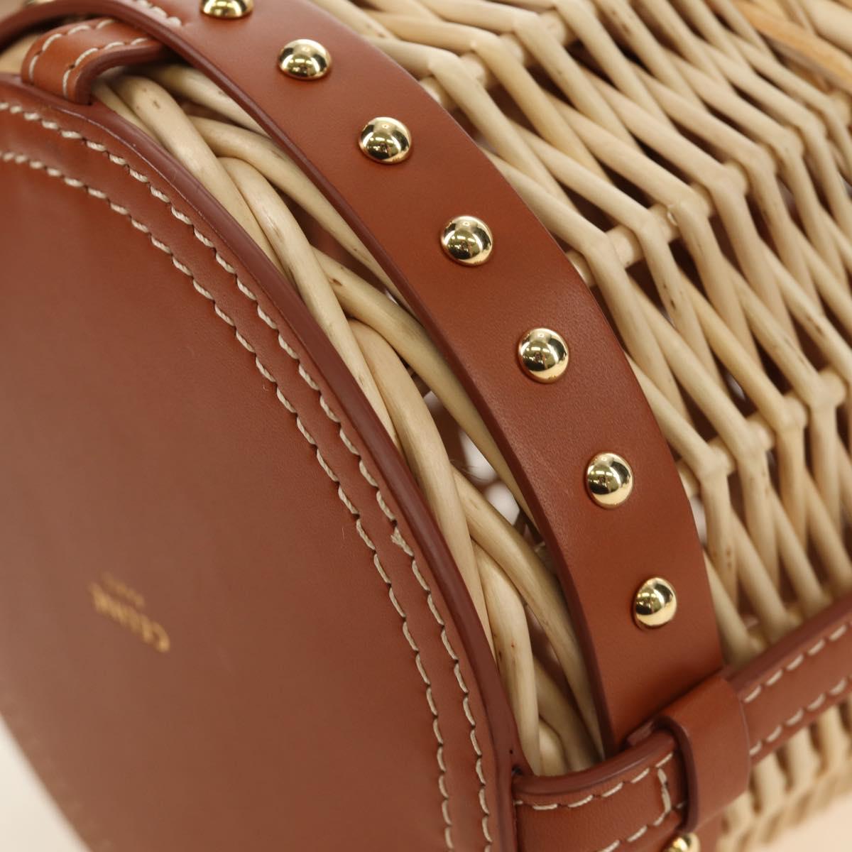 CELINE Shoulder Bag Rattan Ivory Gold Auth 189672M