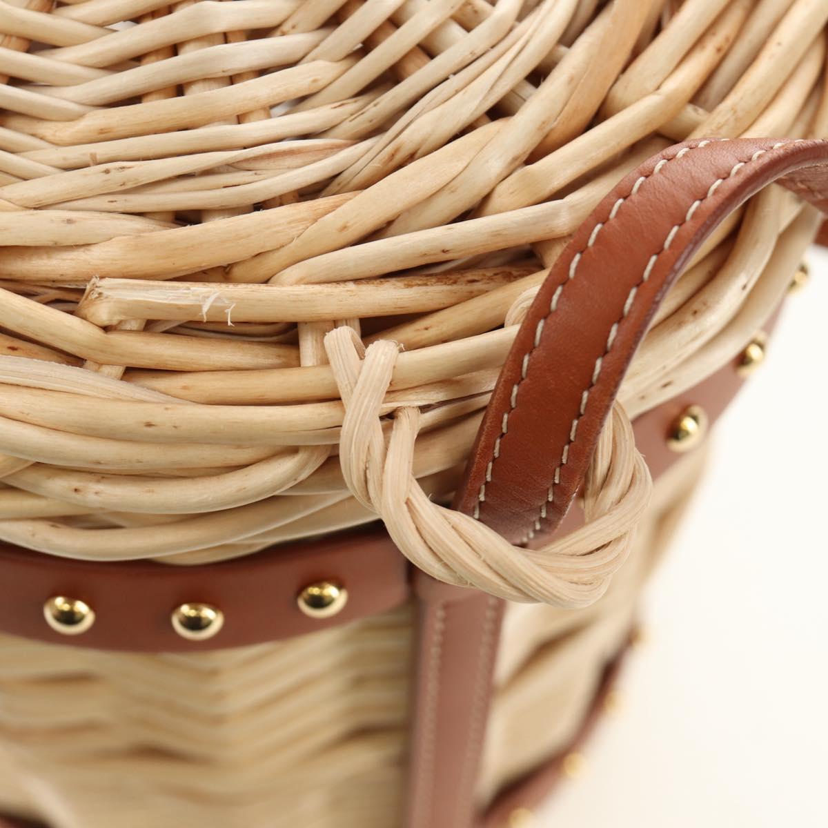 CELINE Shoulder Bag Rattan Ivory Gold Auth 189672M