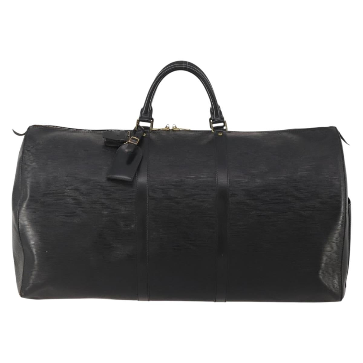 LOUIS VUITTON Epi Keepall 60 Boston Bag Black M42942 LV Auth 189674