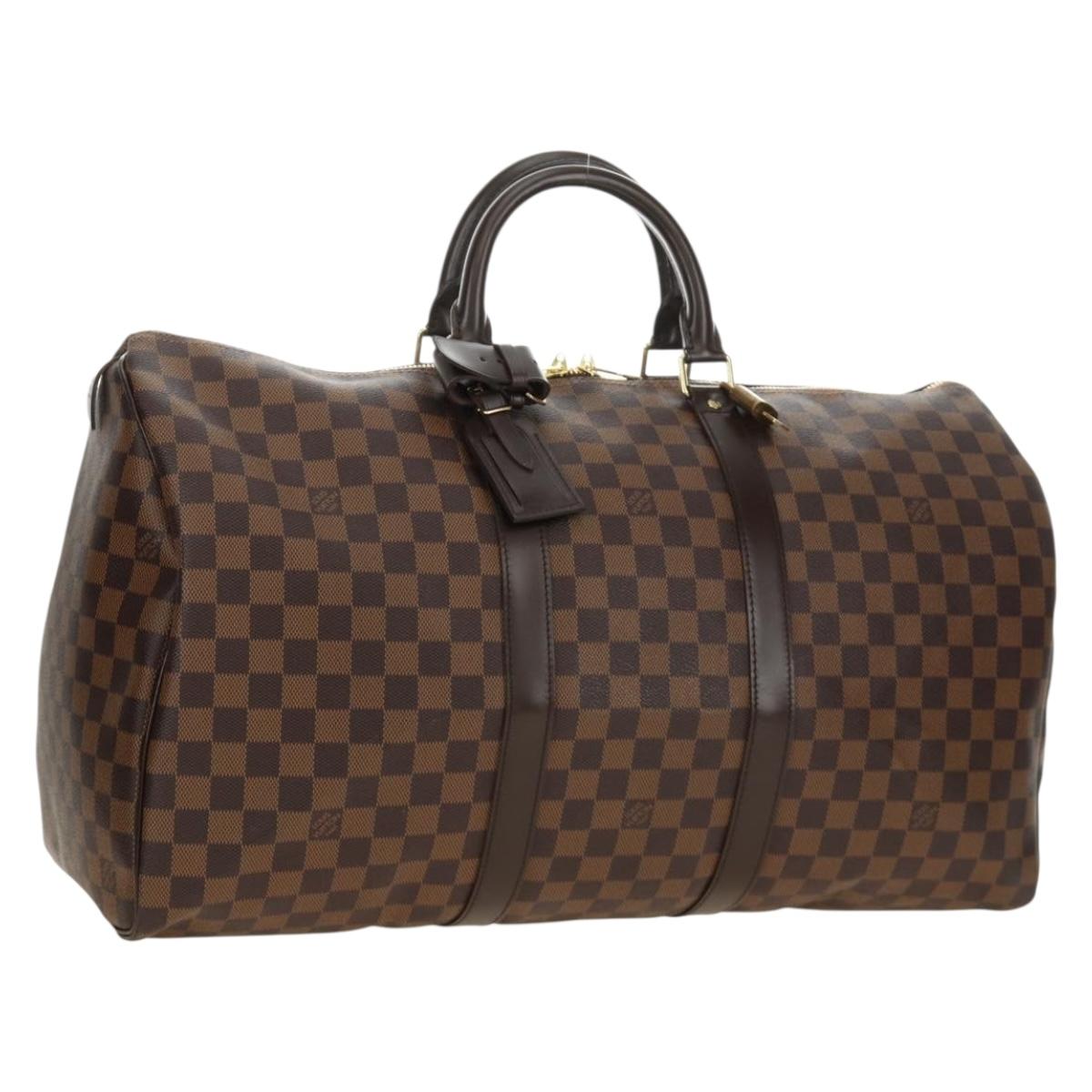 LOUIS VUITTON Damier Ebene Keepall 50 Boston Bag N41427 LV Auth 189675V