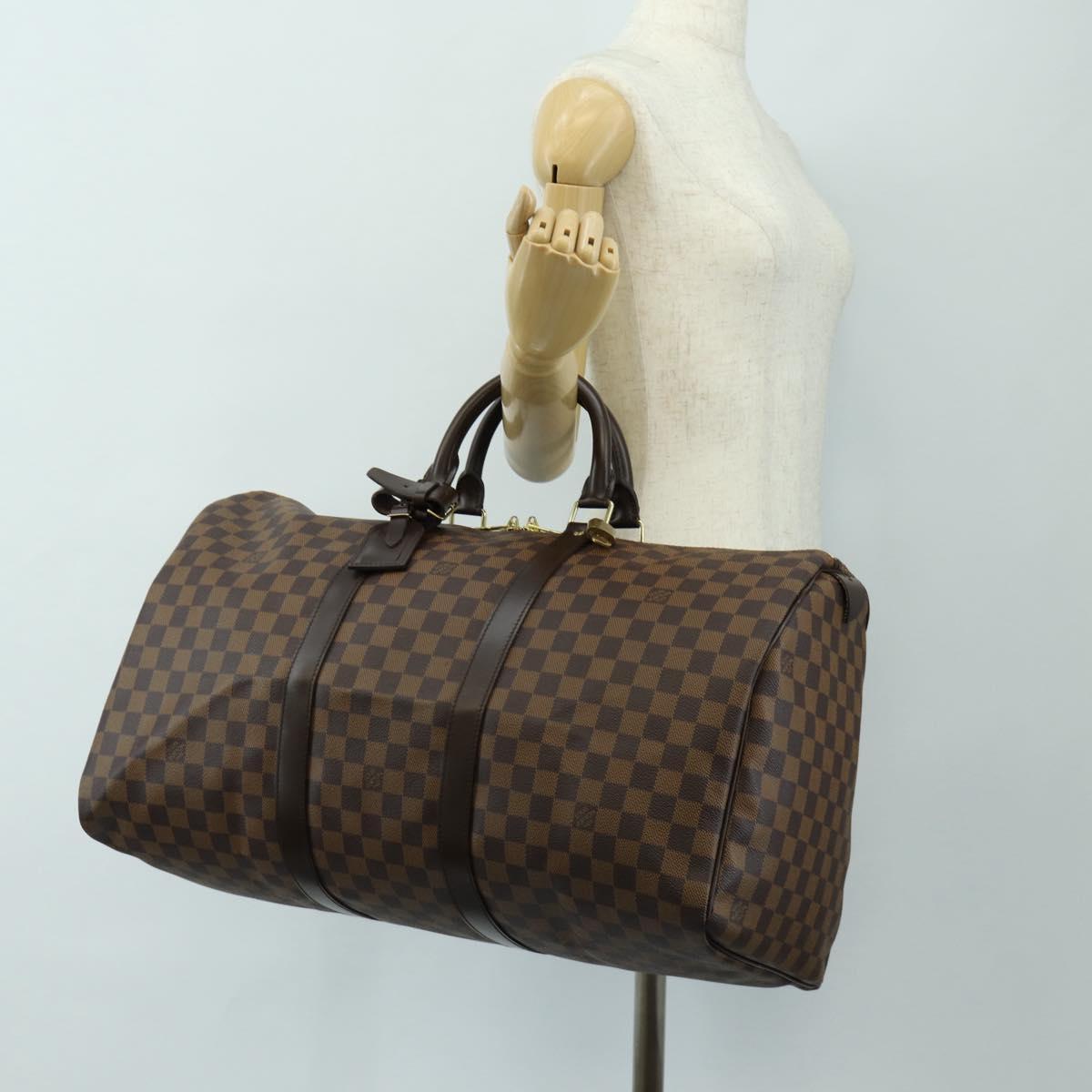 LOUIS VUITTON Damier Ebene Keepall 50 Boston Bag N41427 LV Auth 189675V