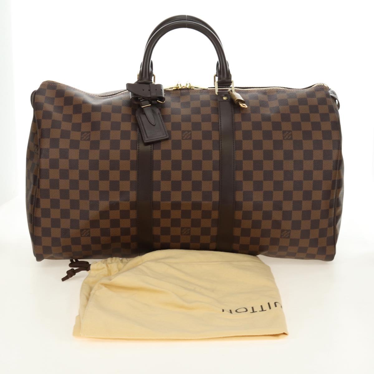 LOUIS VUITTON Damier Ebene Keepall 50 Boston Bag N41427 LV Auth 189675V