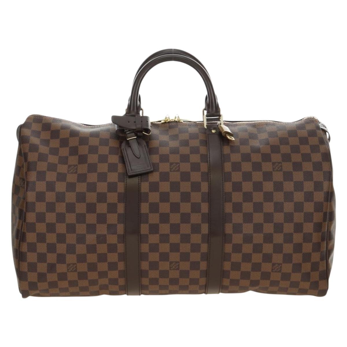 LOUIS VUITTON Damier Ebene Keepall 50 Boston Bag N41427 LV Auth 189675V