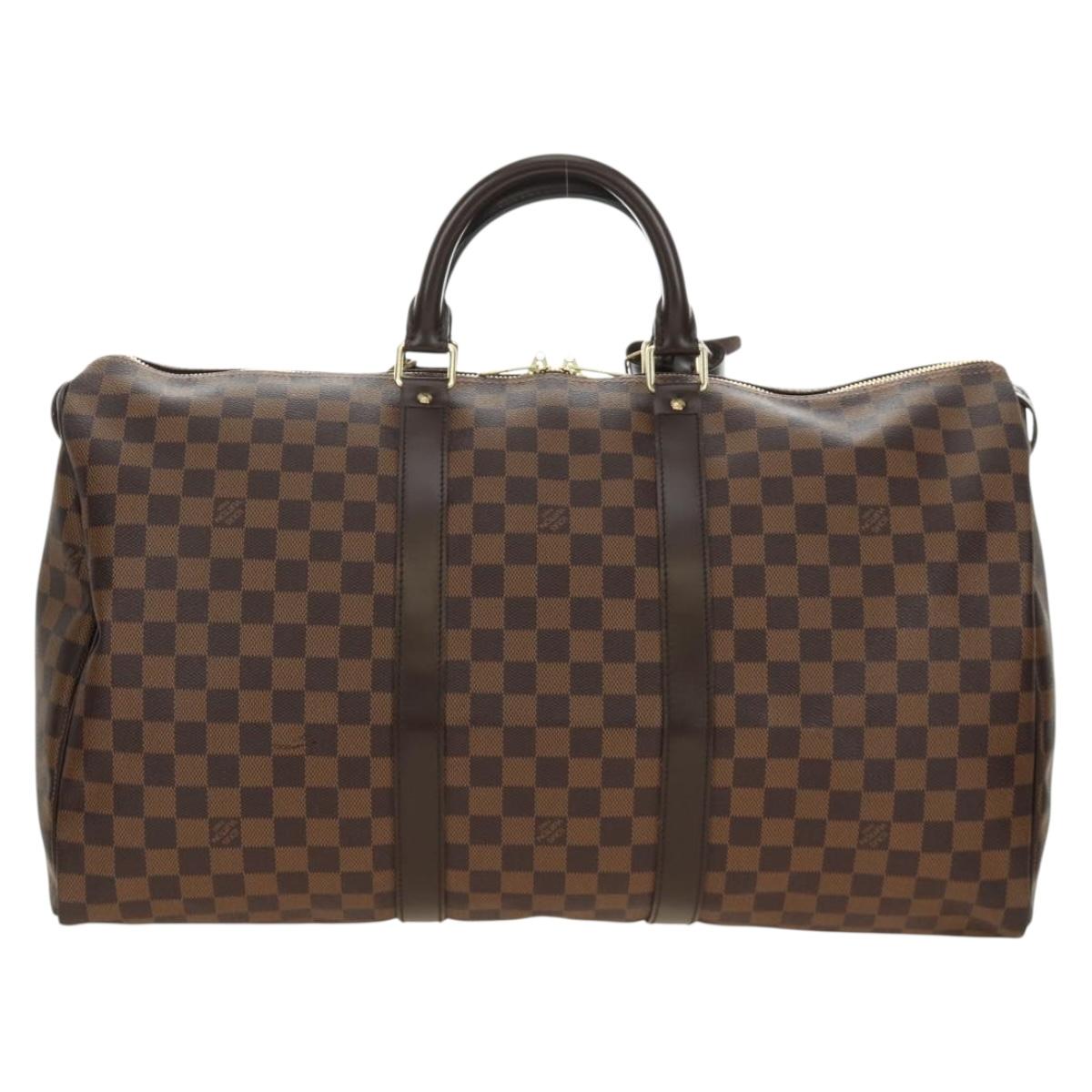LOUIS VUITTON Damier Ebene Keepall 50 Boston Bag N41427 LV Auth 189675V