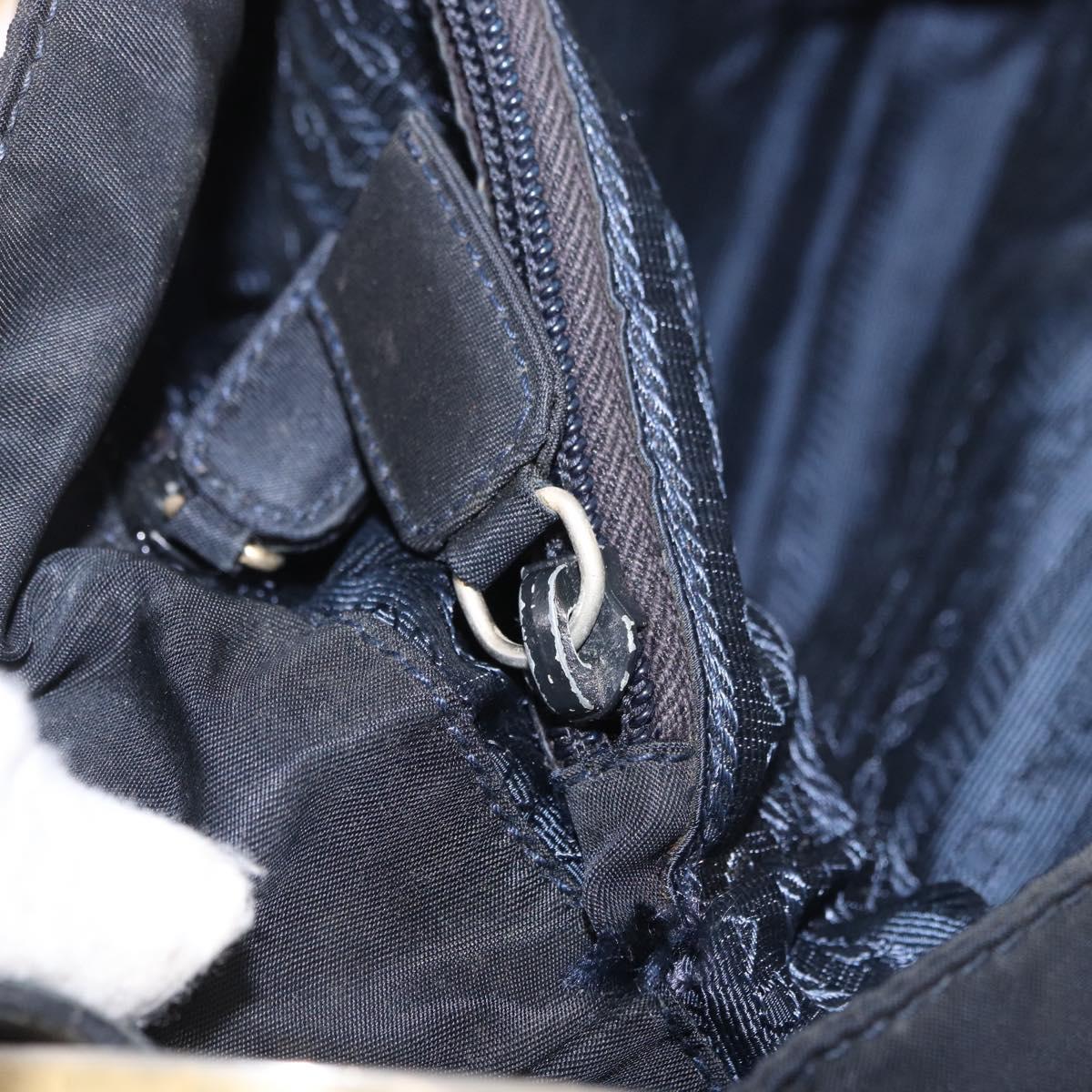 PRADA Tote Bag Nylon Black Gold Auth 189679