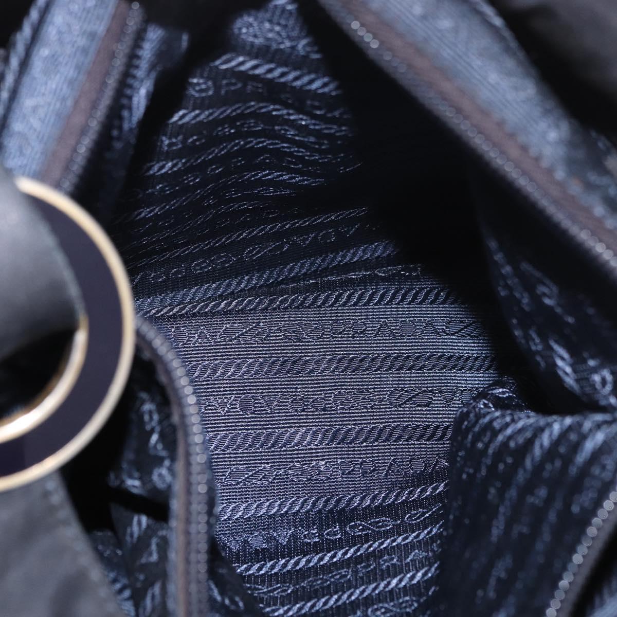 PRADA Tote Bag Nylon Black Gold Auth 189679