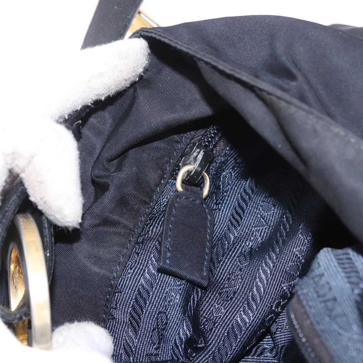 PRADA Tote Bag Nylon Black Gold Auth 189679