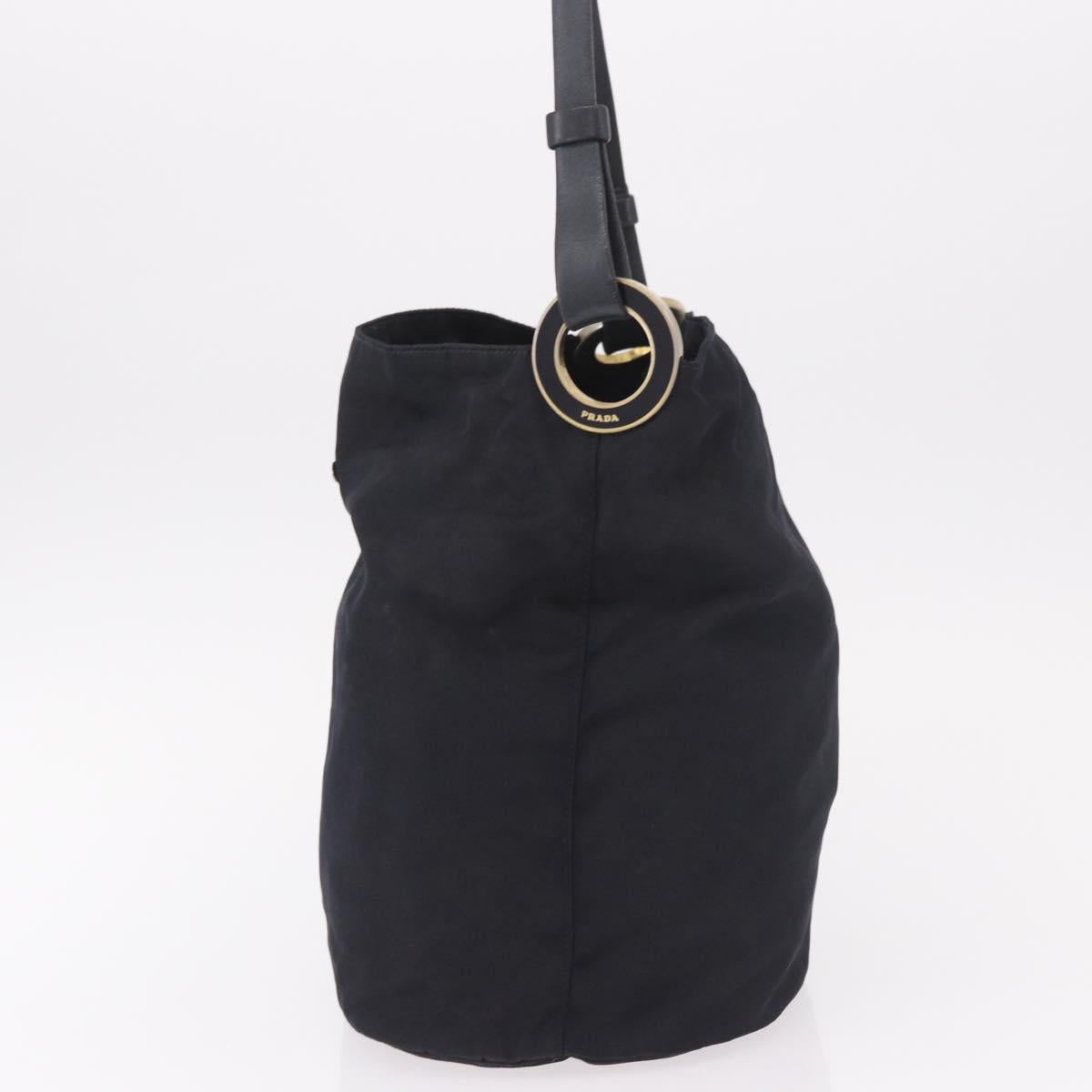 PRADA Tote Bag Nylon Black Gold Auth 189679