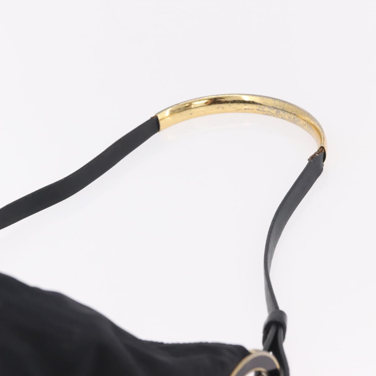 PRADA Tote Bag Nylon Black Gold Auth 189679