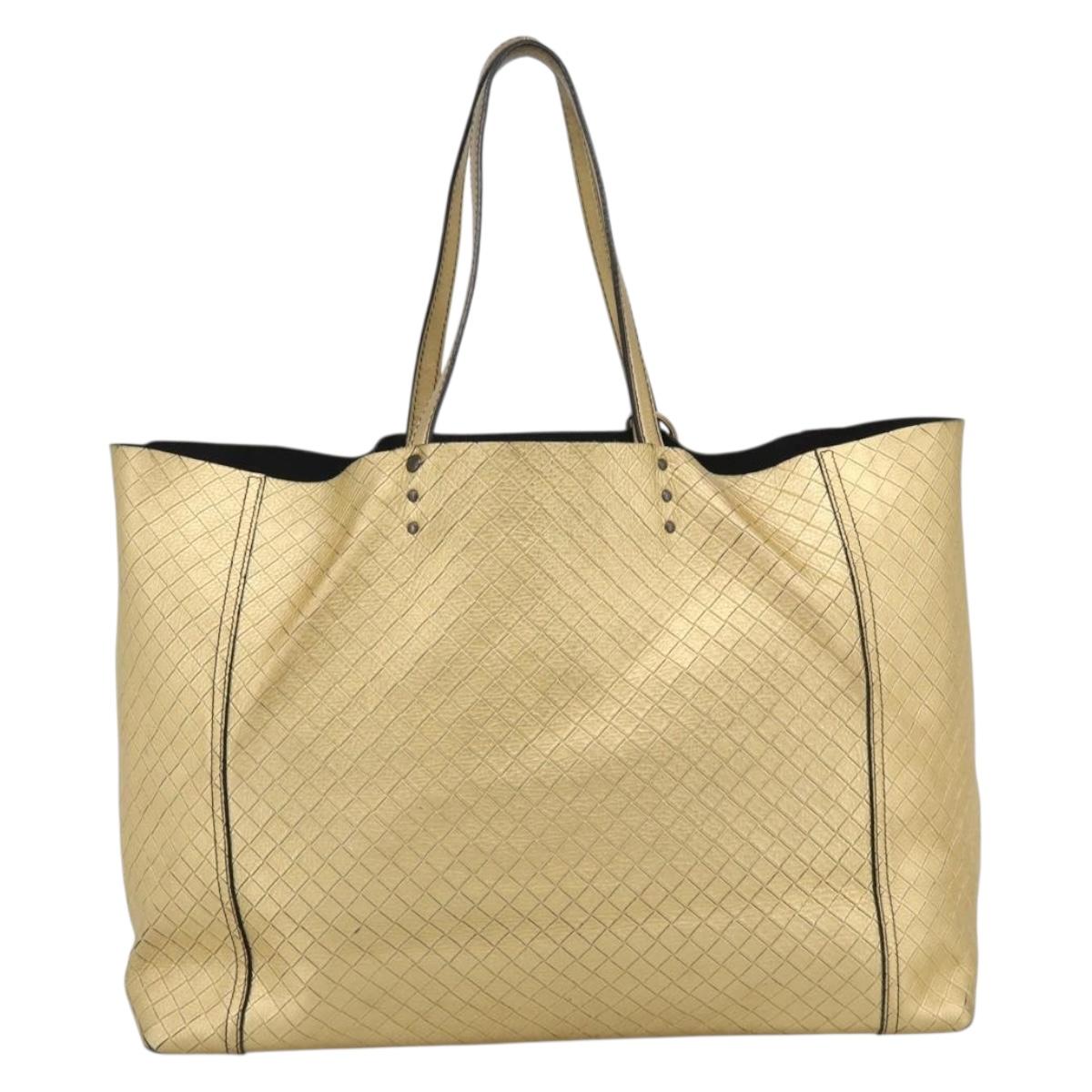 BOTTEGA VENETA INTRECCIATO Tote Bag Leather Gold Auth 189680A