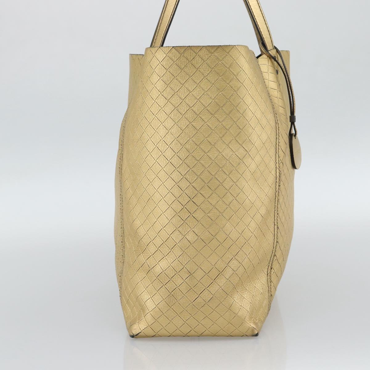 BOTTEGA VENETA INTRECCIATO Tote Bag Leather Gold Auth 189680A
