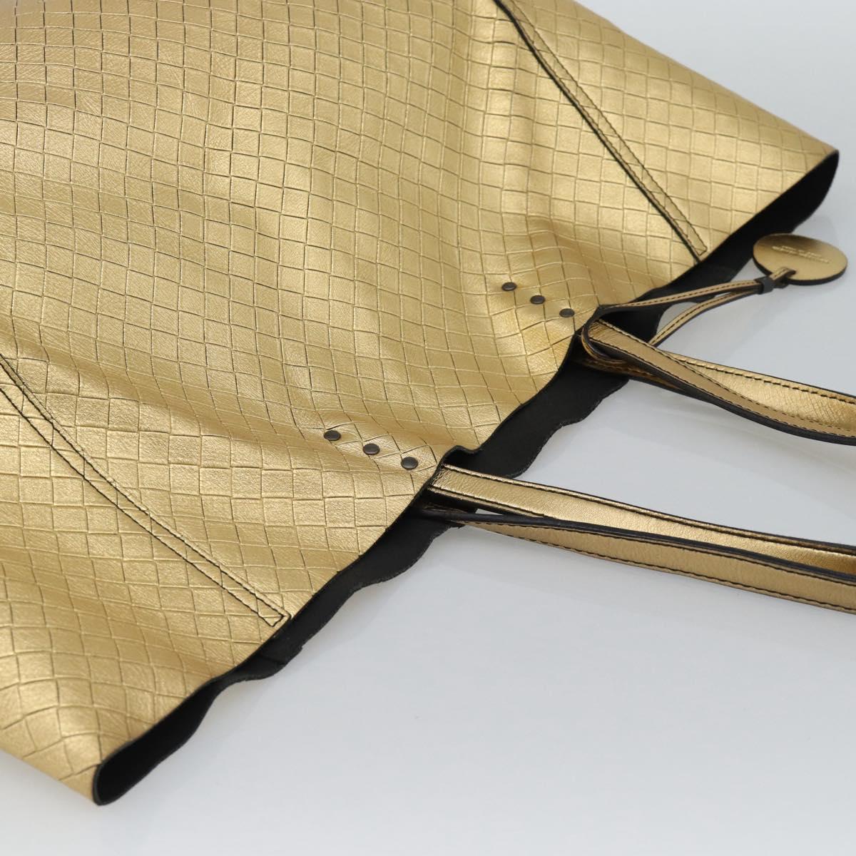 BOTTEGA VENETA INTRECCIATO Tote Bag Leather Gold Auth 189680A