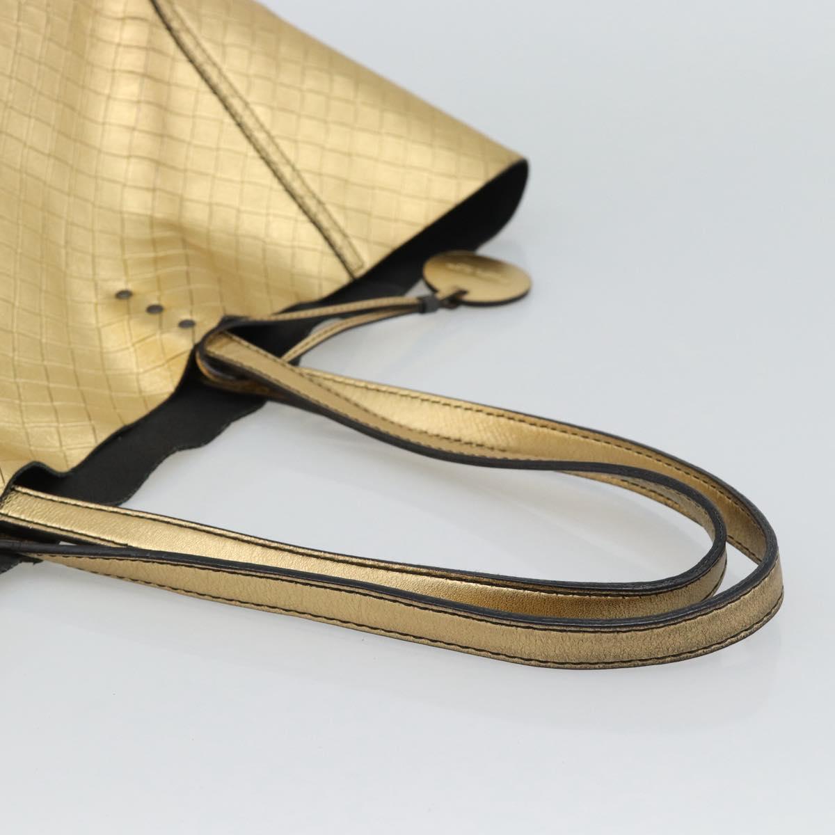 BOTTEGA VENETA INTRECCIATO Tote Bag Leather Gold Auth 189680A