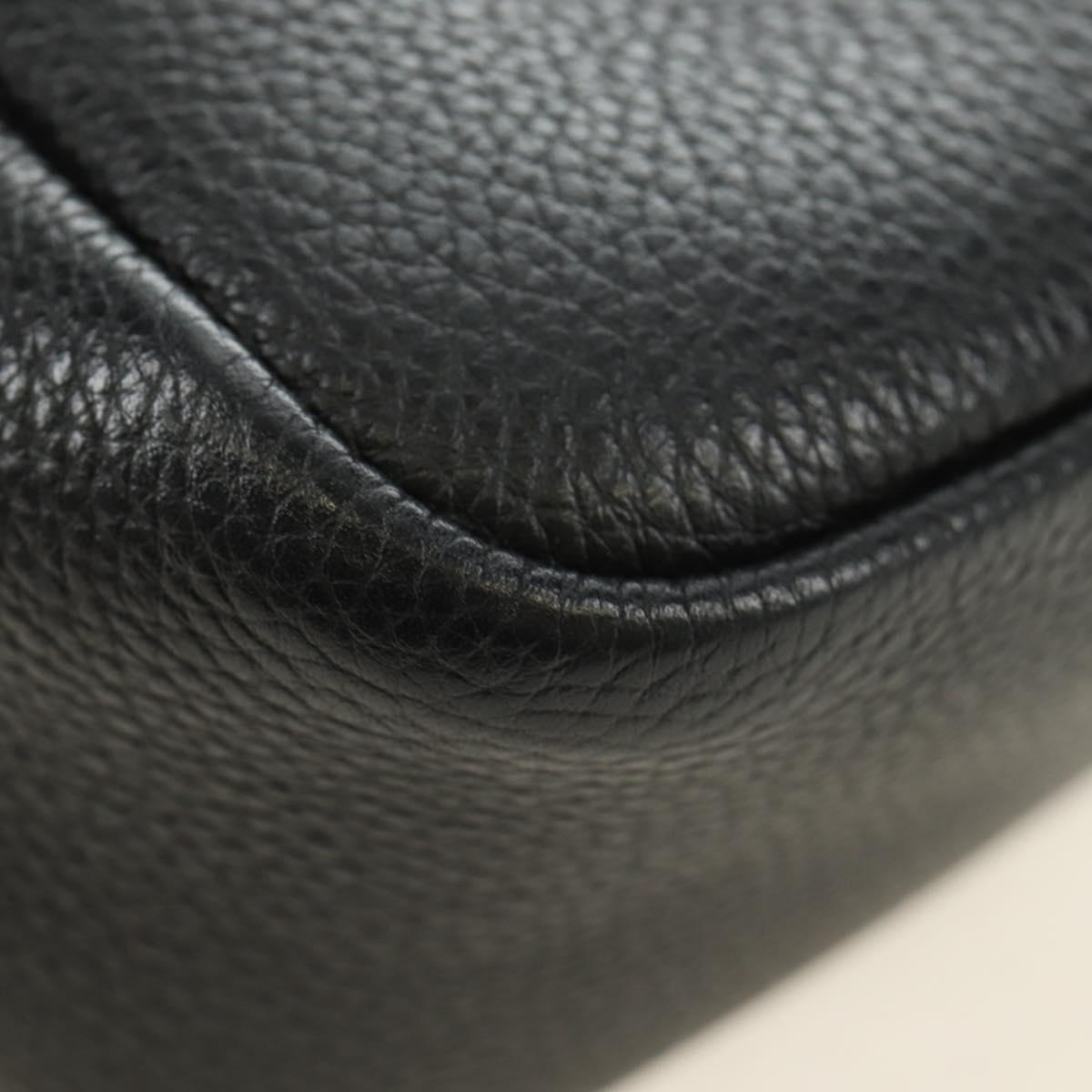 PRADA Hand Bag Vittero Dino Leather Black Silver Auth 189681SAM